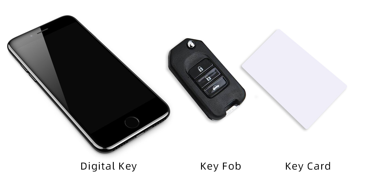 llave digital, llavero y tarjeta llave