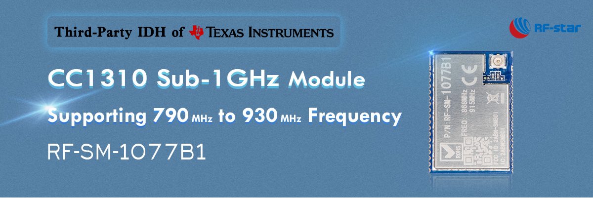 Módulo CC1310 Sub-1GHz que admite frecuencia de 790 MHz a 930 MHz RF-SM-1077B1